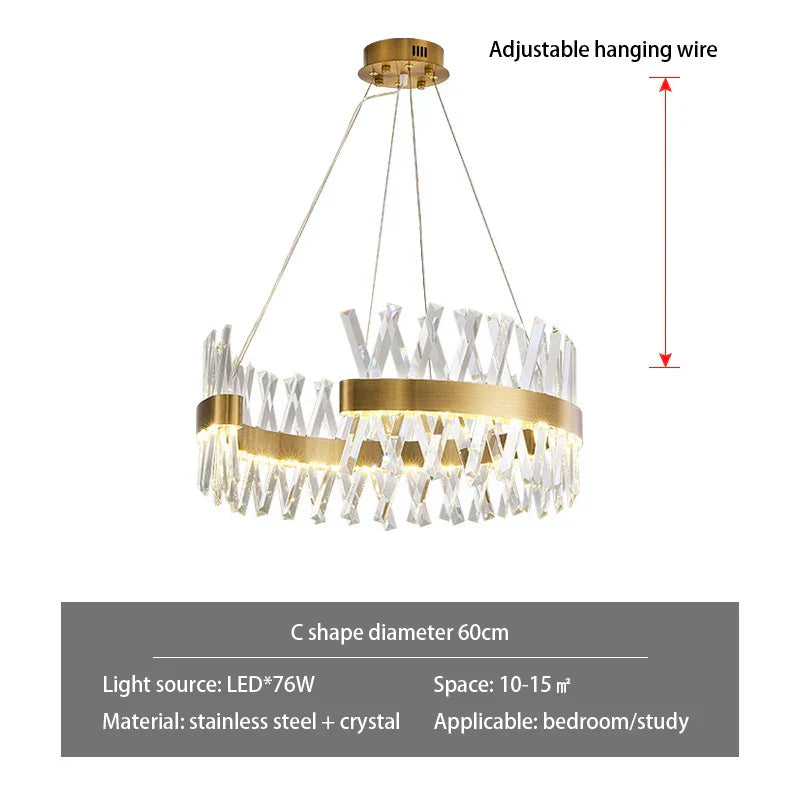 DecorBites™ Gold Metal S Shape LED Pendant Lamp for Luxury Living, Bedroom, and Hotel