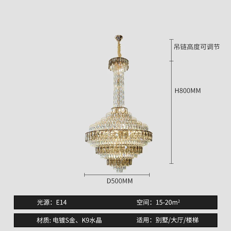 DecorBites™ Crystal Chandelier for High-End Designer Duplex Living Room