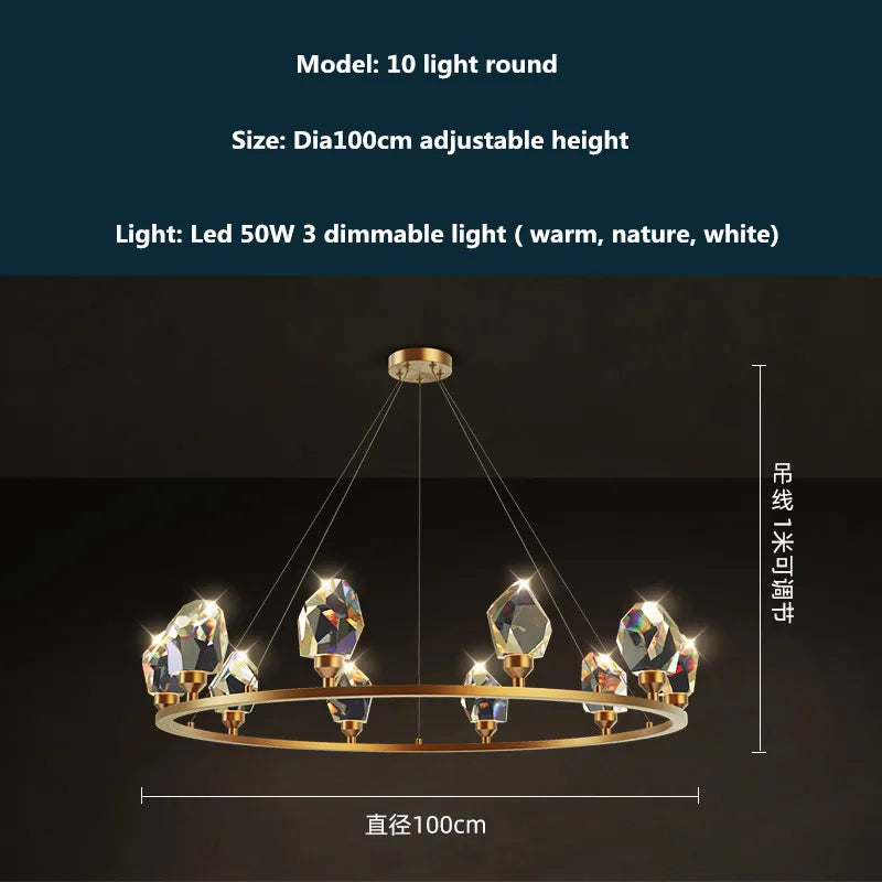 DecorBites™ Copper LED 3-Light Dimmable Crystal Chandelier