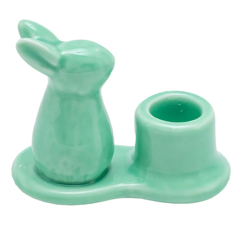 DecorBites™ Bunny Rabbit Ceramic Candle Holder for Home Decor