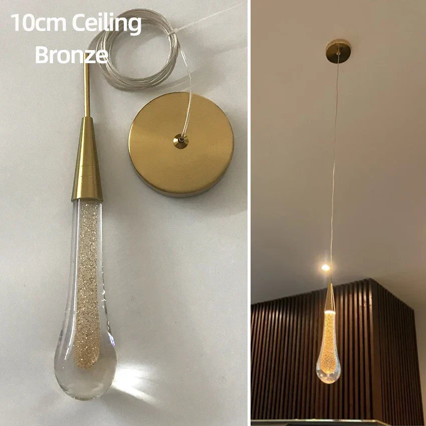 DecorBites™ Crystal Glass LED Pendant Tear Drop Light Chandelier