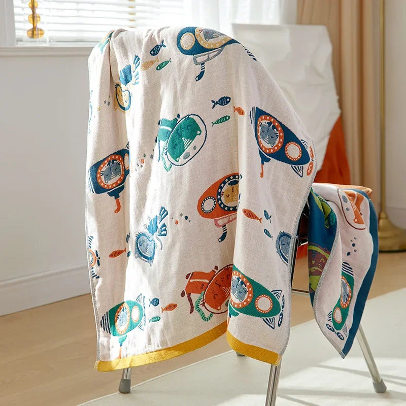 DecorBites™ Cotton Gauze Bath Towel - Large Cartoon Towel 70x140cm