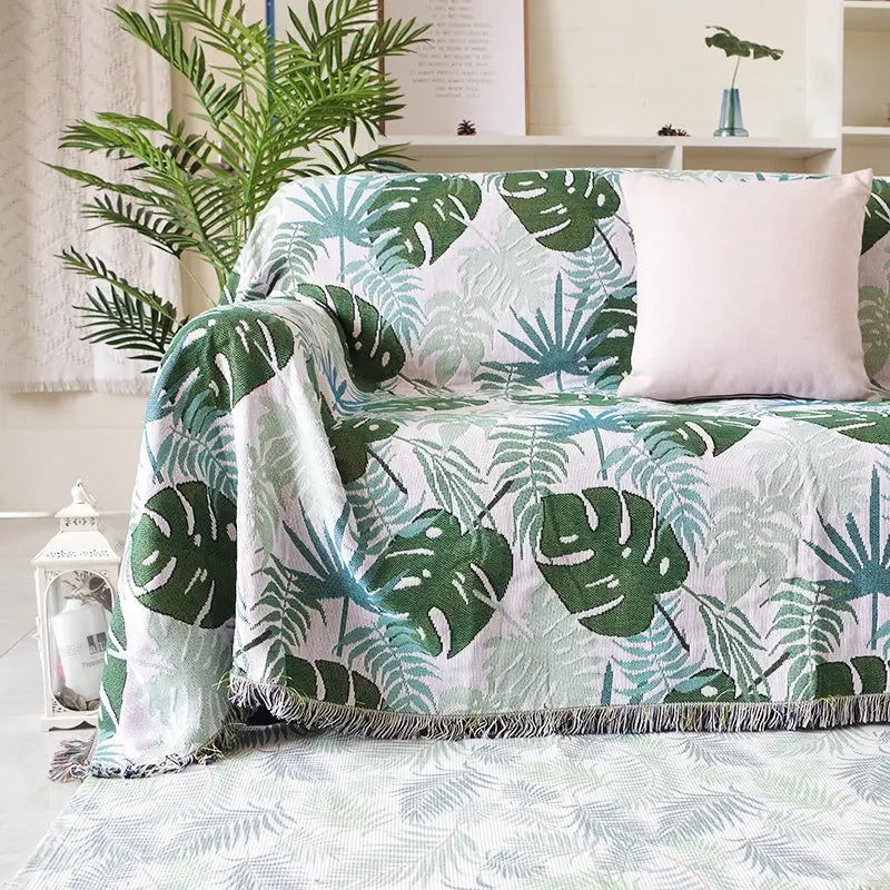 DecorBites™ Knit Sofa Blanket Cover - Butterfly and Peacock Design for Single and Double Sofas.