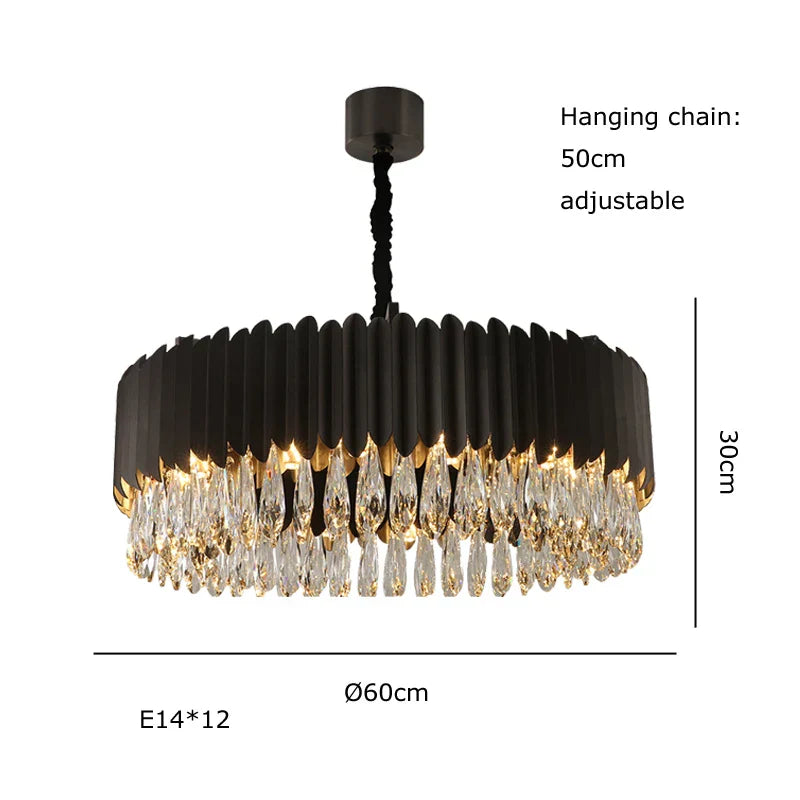 DecorBites™ Gold Crystal Water Droplet Pendant Light - Black Suspension Lamp
