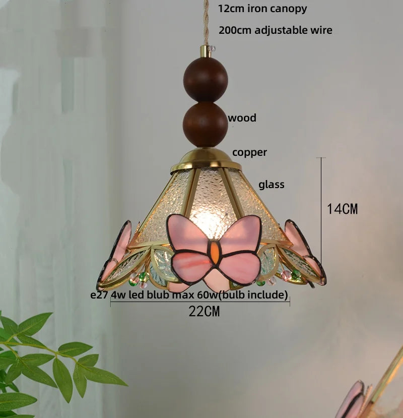DecorBites™ Butterfly Tiffany Glass Pendant Lamp Modern Nordic LED Hanging Light