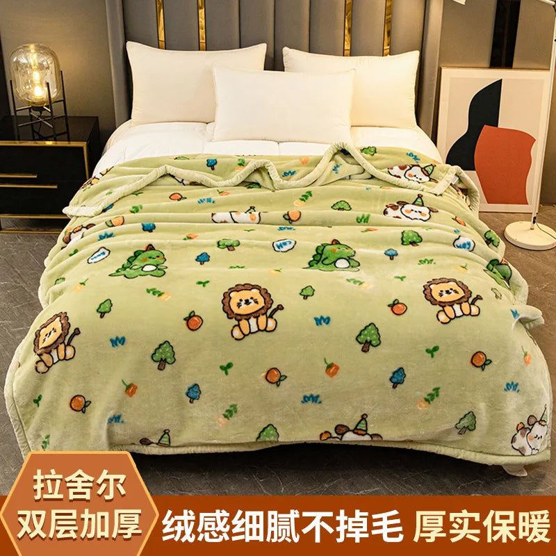 DecorBites™ Winter Raschel Blanket: Double Layered Warm Flannel Bedding Blanket