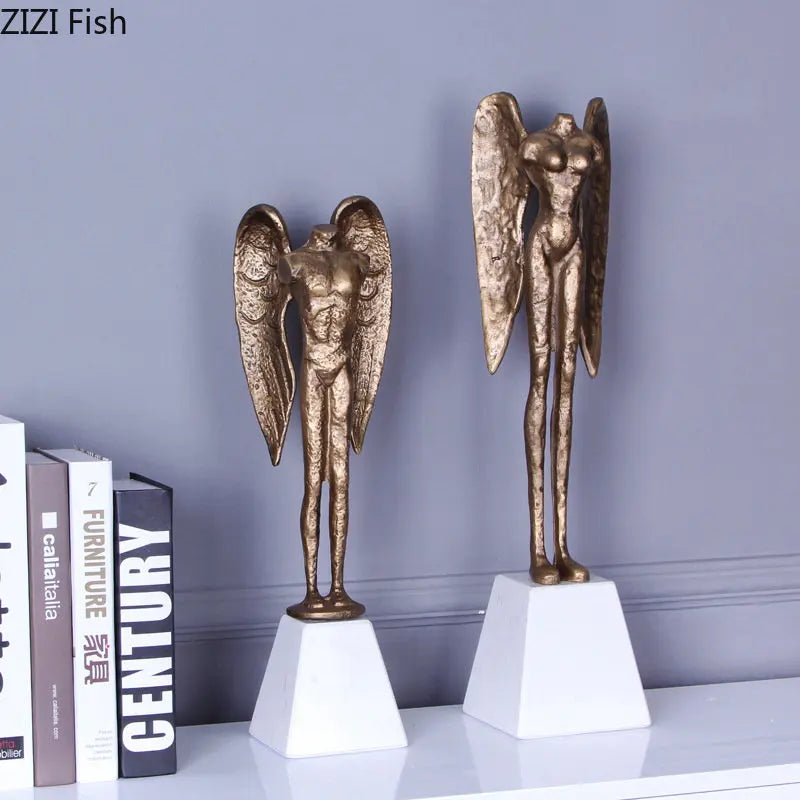 DecorBites™ Angel Abstract Figures Sculpture Cast Iron Home Decor Statue Craft