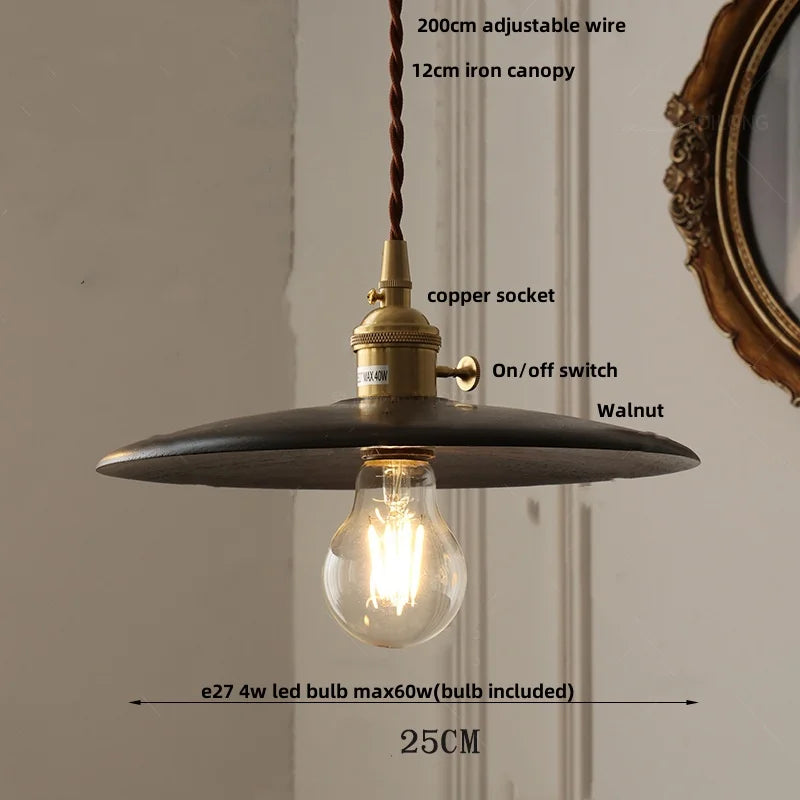 DecorBites™ Clear Glass Walnut Wood LED Pendant Lamp - Nordic Modern Hanging Lights