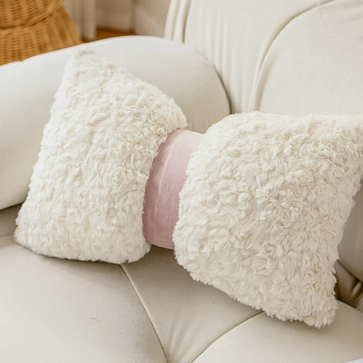 DecorBites™ Brown Geometric Embroidery Plush Cushion Cover, Nordic Luxury Home Decor Pillow Case