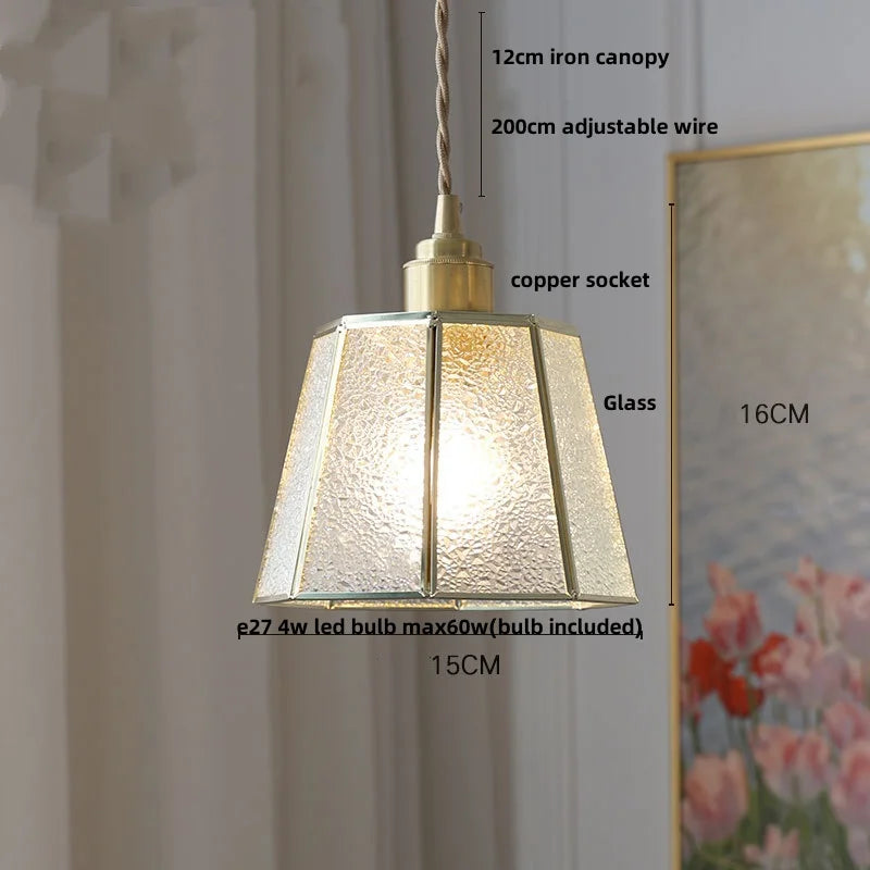 DecorBites™ Blue Glass LED Pendant Light Fixture with Adjustable Copper Knob Switch