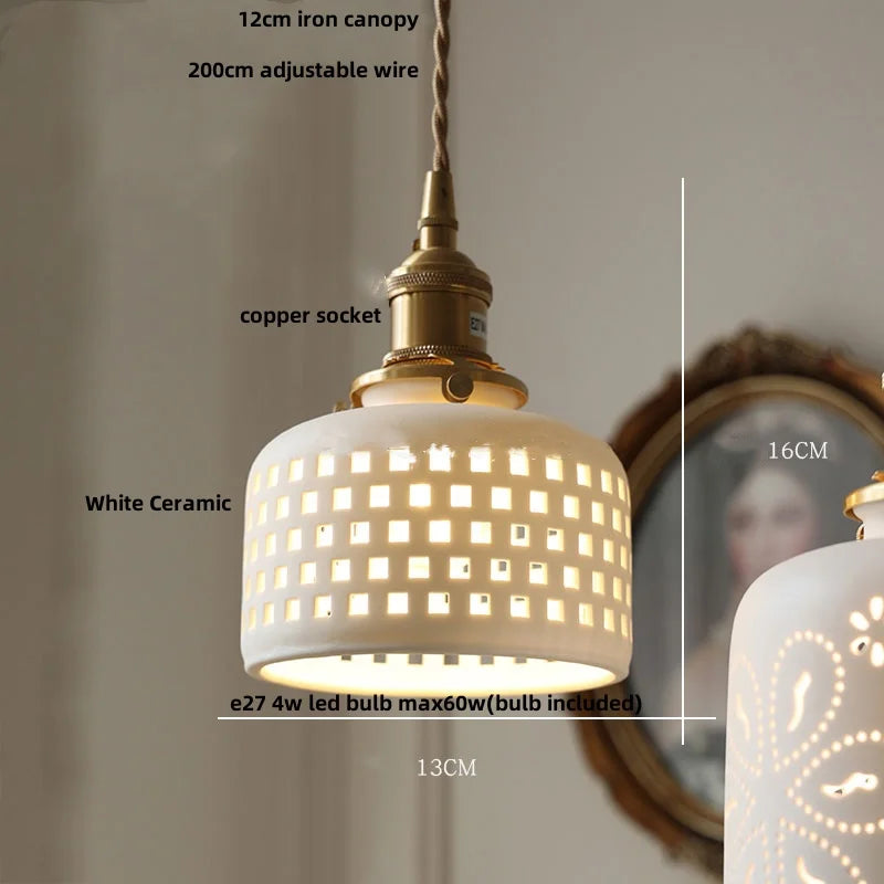 DecorBites™ Clear Glass LED Pendant Light Fixture Wood Hanging Lamp