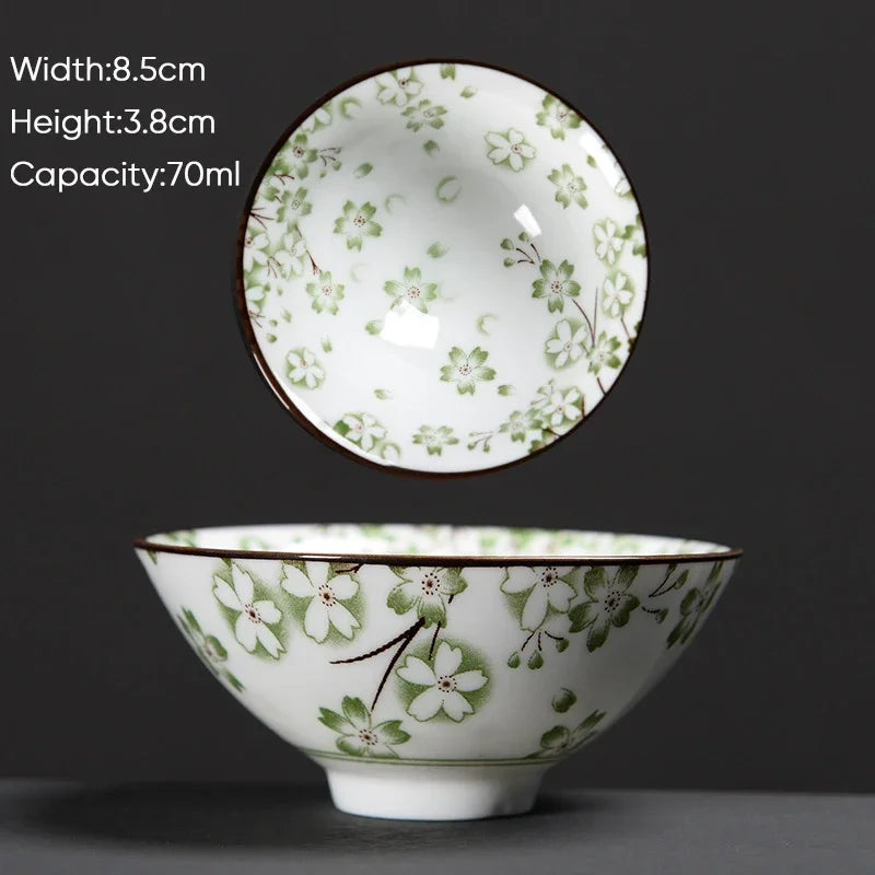 DecorBites™ Blue & White Ceramic Kung Fu Tea Cup - Japanese Style Porcelain Sake Cups