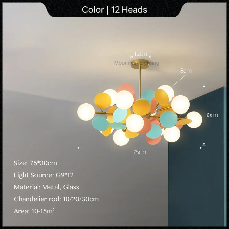DecorBites™ Glass Hanging Ceiling Lamp for Kids Room, Living Room, Bedroom - Modern Chandelier & Home Decor