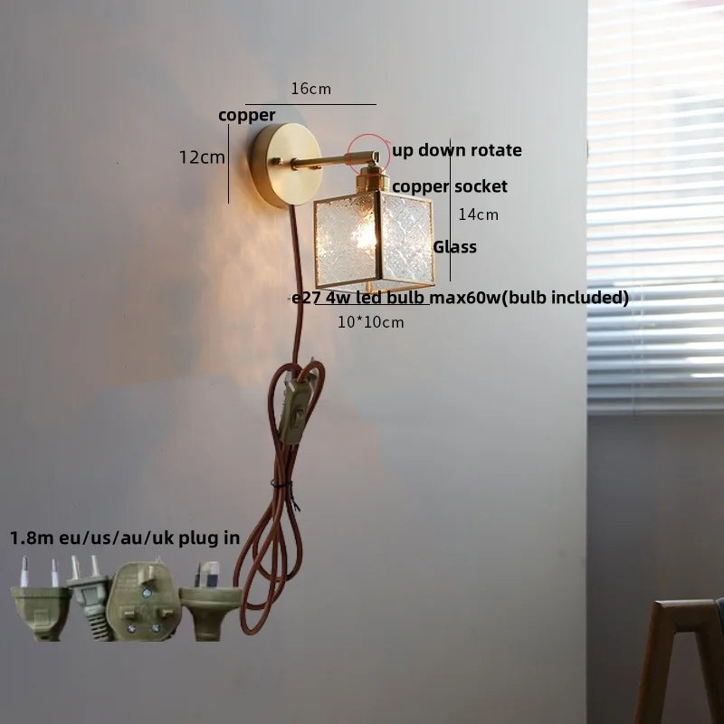DecorBites™ Crown Glass LED Wall Lights Brass Switch Stair Fixtures
