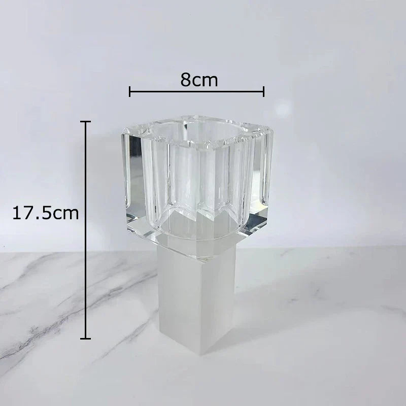 DecorBites™ Geometric Square Glass Vase Artificial Flowers Modern Floral Arrangement