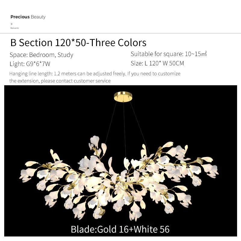 DecorBites™ Ginkgo Biloba Chandelier: Elegant Duplex Living Room Hotel Lobby Pendant Light