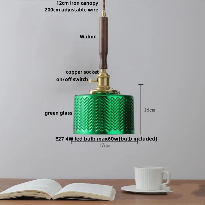 DecorBites™ Green Glass LED Pendant Lights Kitchen Bar Nordic Modern Hang Lamp