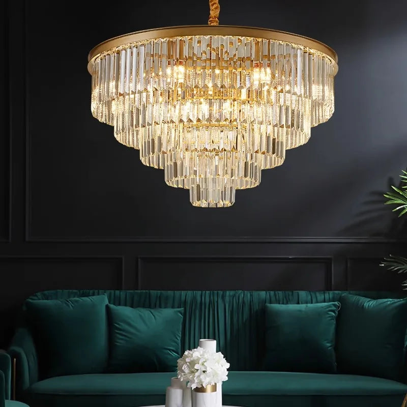 DecorBites™ Crystal Chandelier Stair Pendant Light Interior Lighting for Modern Home Decor
