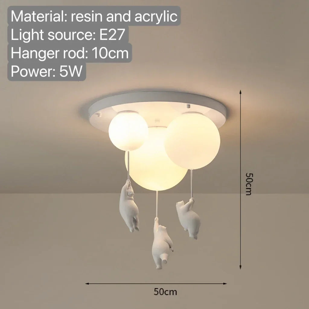 DecorBites™ Bear Pendant Light: Kids Bedroom Chandelier LED Balloon Ceiling Lamp