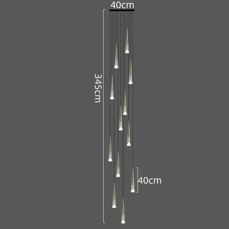 DecorBites™ LED Nordic Staircase Chandelier Golden Black Indoor Lighting