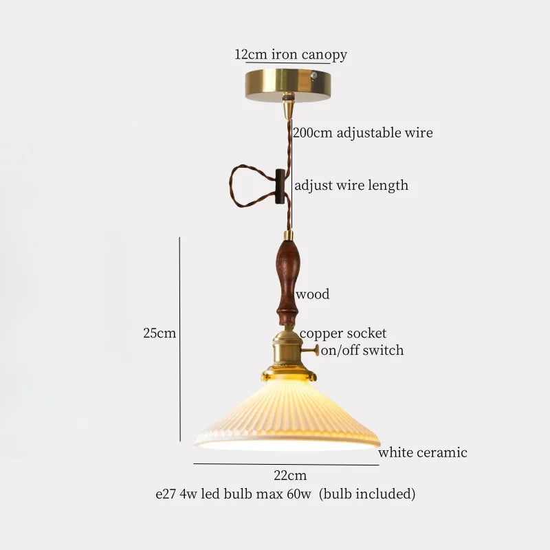 DecorBites™ Ceramic LED Pendant Light: Modern Brass Hanging Lamp for Home Decor