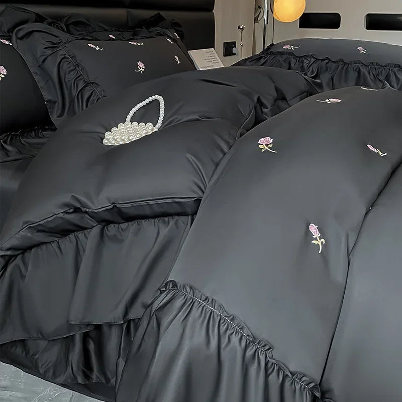 DecorBites™ Lace Embroidered Cooling Comforter Cover Set - Silky Cozy Bedding Sets