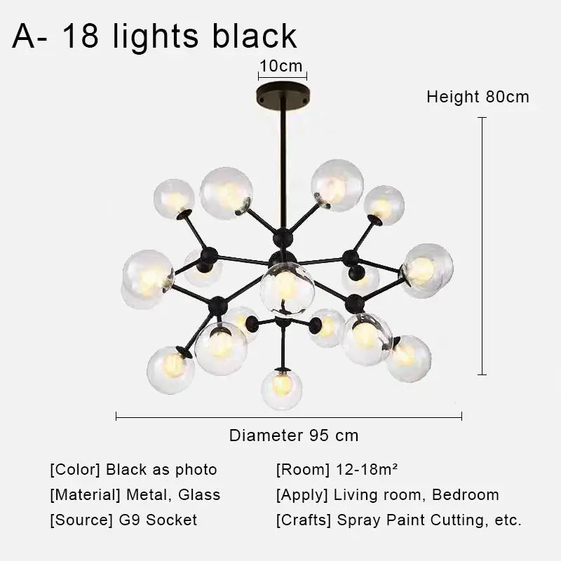 DecorBites™ Glass Ball Pendant Chandelier for Living Room Bedroom Dining Room