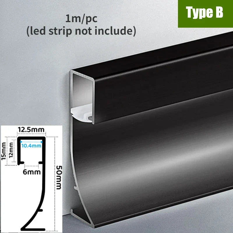 DecorBites™ 5cm LED Aluminium Profile Baseboard for Surface Mounted Linear Lighting