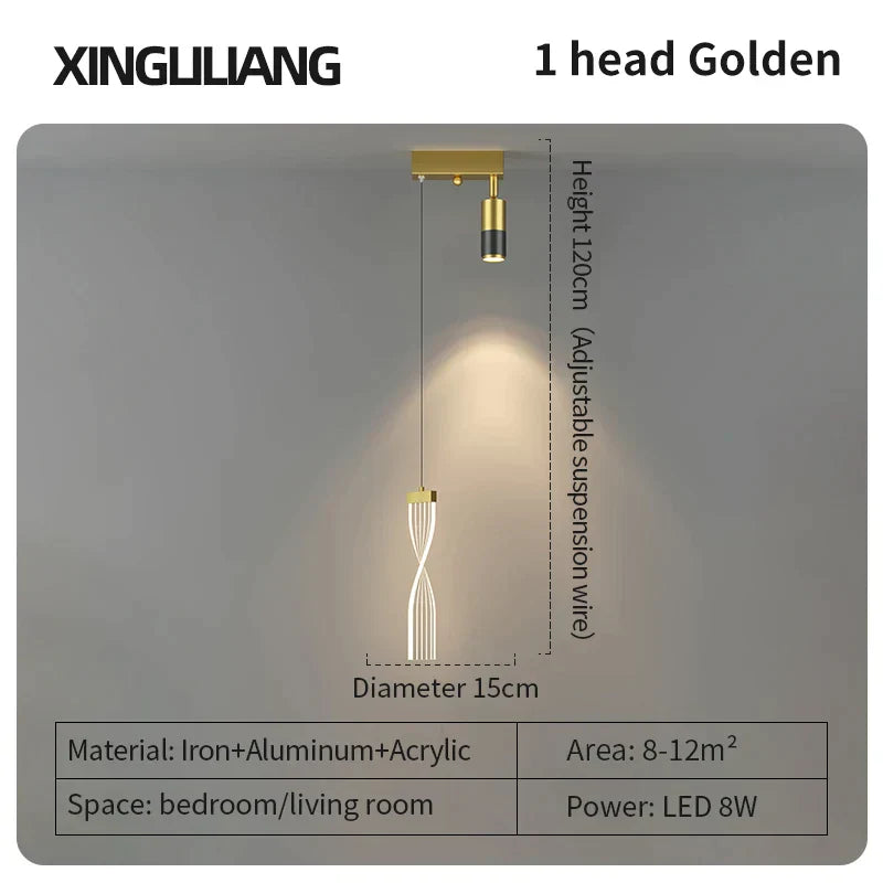 DecorBites™ Golden Pendant Chandelier for Bedroom & Living Room Décor