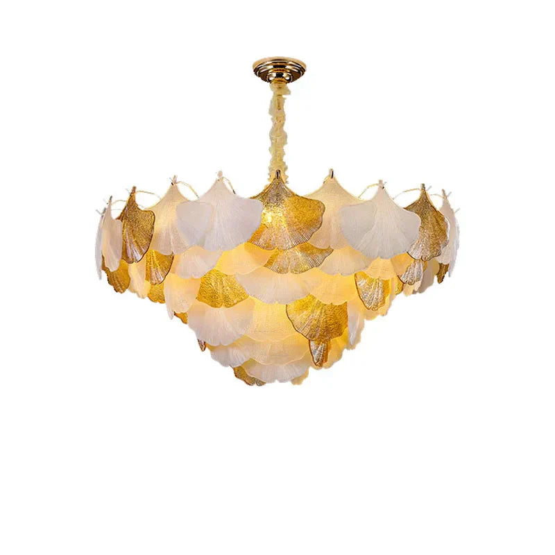 DecorBites™ Ginkgo Gold LED Chandelier Fixture for Living Room