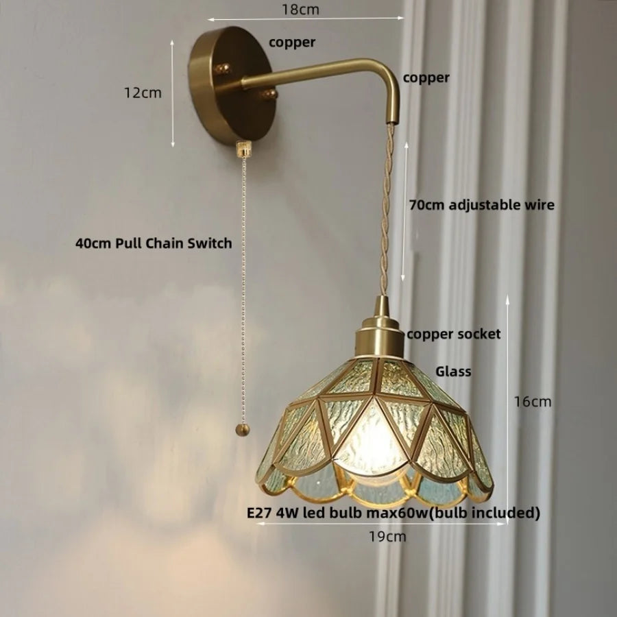 DecorBites™ Amber Glass LED Wall Light Modern Nordic Bedroom Reading Lamp