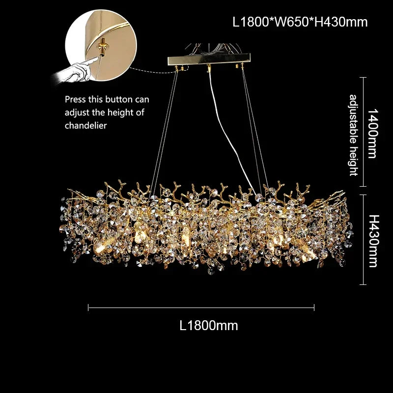 DecorBites™ Large Crystal Chandelier for Dining Room - Nordic LED Island Hanging Light