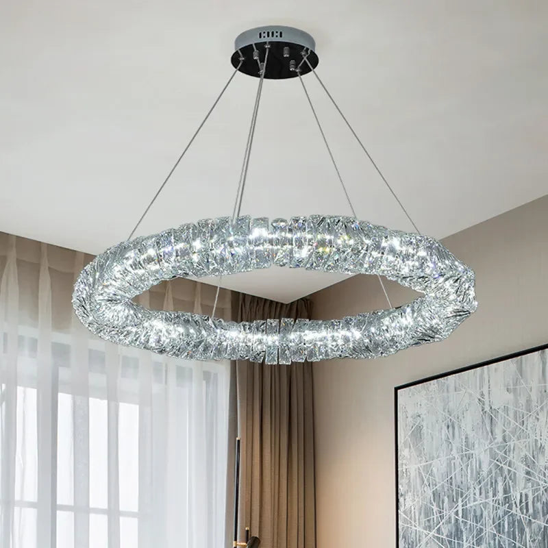 DecorBites™ Crystal LED Pendant Lights | Dimmable Ring Hanging Lamp | Modern Luxury Decor Fixtures
