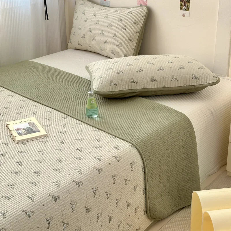 DecorBites™ Double-Sided Cotton Bed Cover Quilted Tatami Mat, Soft & Anti-Slip Mattress