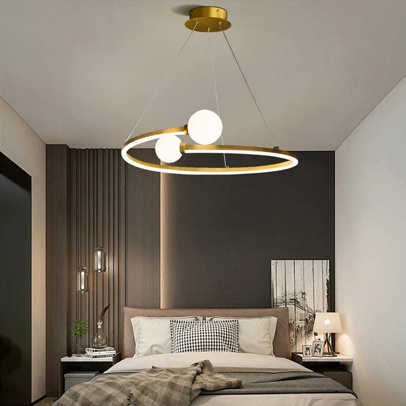 DecorBites™ Gold Nordic Ring LED Ceiling Chandelier for Dining Room Pendant Lighting