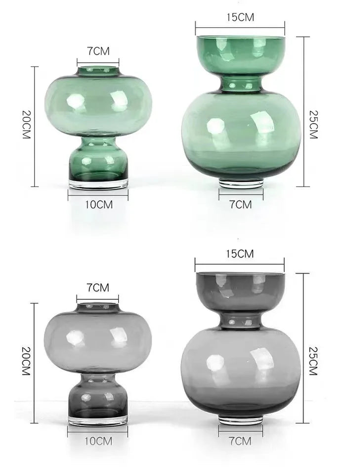 DecorBites™ Green Gourd Vase: Round Geometric Circle Terrarium for Home Decor