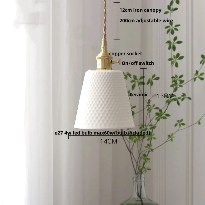 DecorBites™ LED Pendant Lamp Modern Style Home Lighting Living Room Study Bar White Flower Ceramic