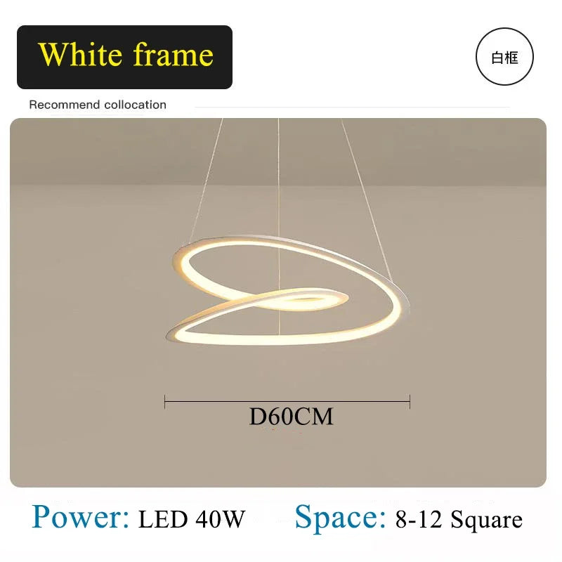 DecorBites™ Kepler Round LED Chandelier for Living Room Decor White Pendant Lamp
