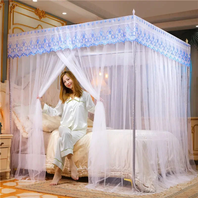 DecorBites™ Lace Pleated Bed Net Canopy for Queen Size Double Bed