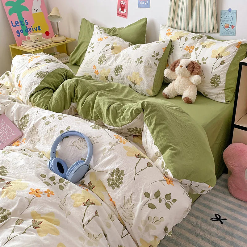 DecorBites™ Cartoon Pattern Cotton Bed Sets Quilt Cover Sheet Pillowcase Bedclothes