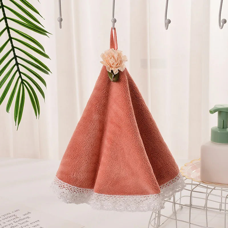 DecorBites™ Lace Dress Baby Hand Towel: Soft, Absorbent, and Cute for Kitchen & Bathroom
