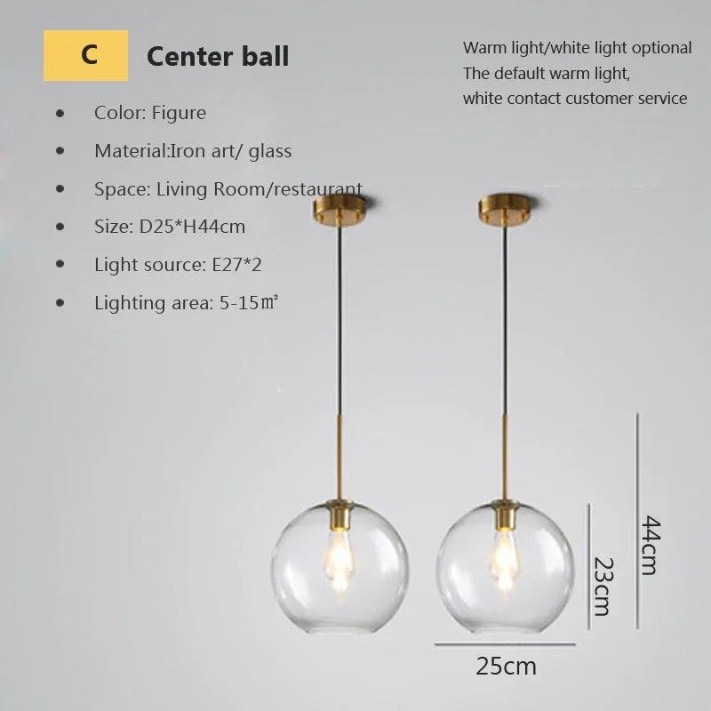 DecorBites™ Industrial Loft Glass Pendant Light for Kitchen Restaurant Decor