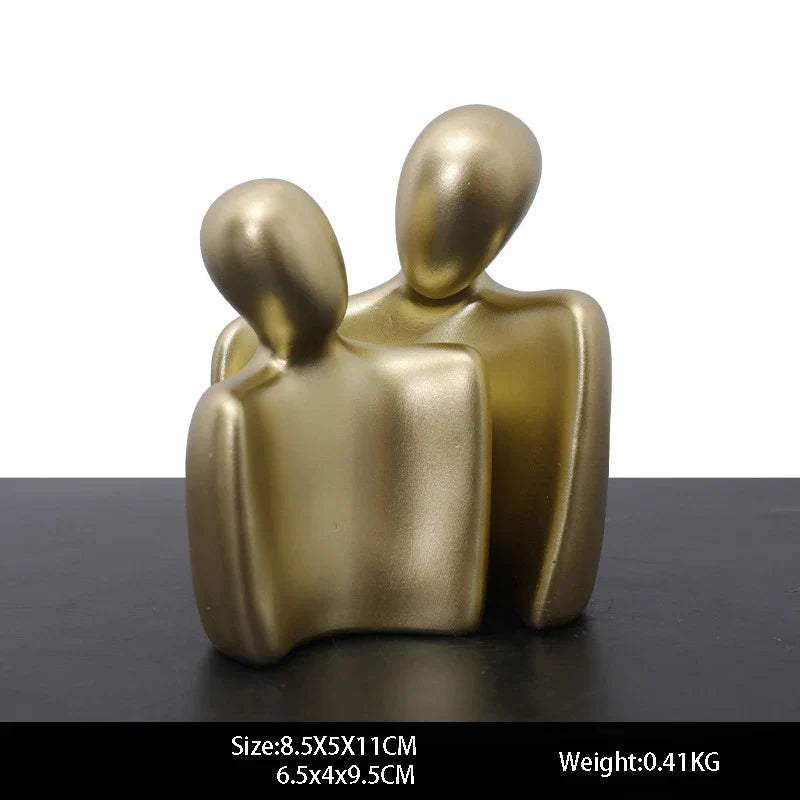 Abstract Gold Resin Statue Handicraft for Living Room, Office Desk Decor - DecorBites™