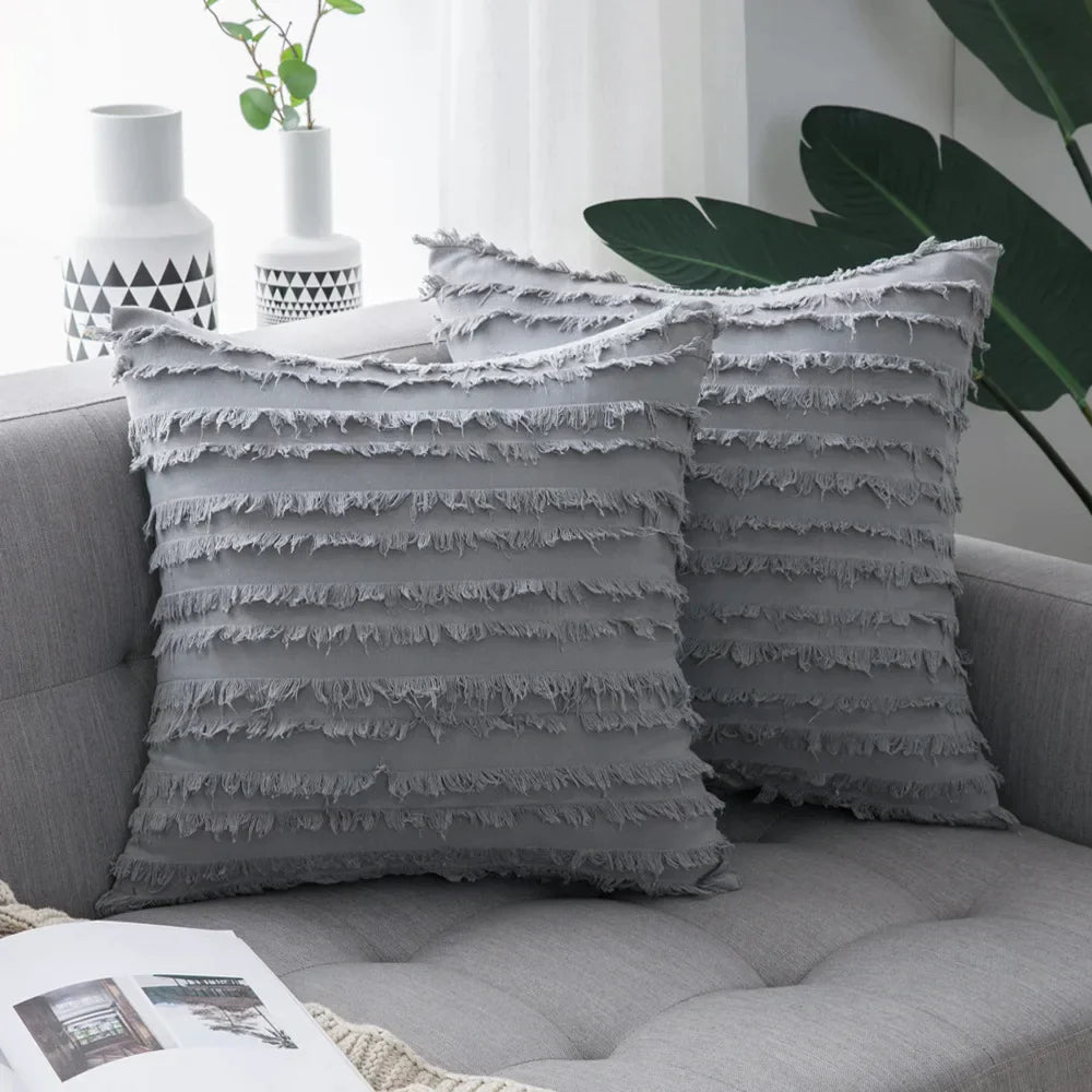 DecorBites™ Boho Chic Tassel Striped Pillow Covers for Home Decor