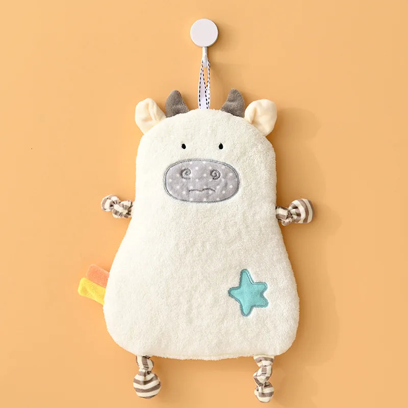 DecorBites™ Cartoon Animals Hand Towel: Soft Coral Fleece, High Absorbency, Skin Friendly Kids' Towel