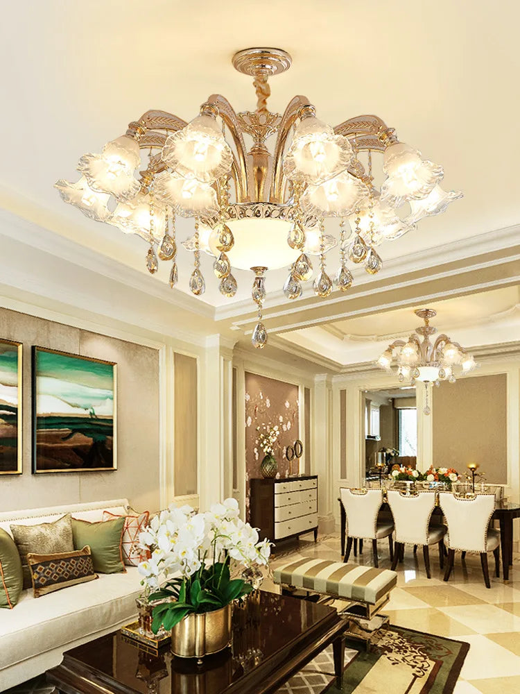 DecorBites™ Crystal Ceiling Chandelier: Nordic Modern Luxury for Living Room, Hotel, Lobby.