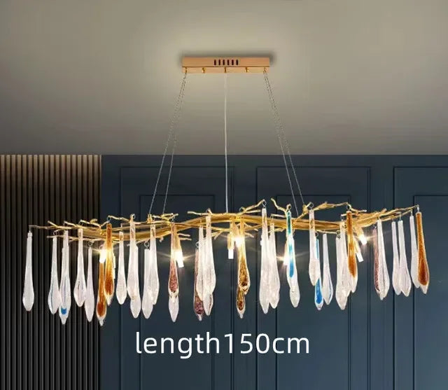 DecorBites™ Crystal Water Drop LED Chandeliers: Modern Luxury Branch Design for Living & Dining Rooms