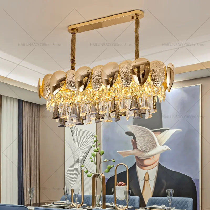 DecorBites™ Crystal Chandelier: Modern Elegance for Living Room, Dining Room, Bedroom - Gold Finish