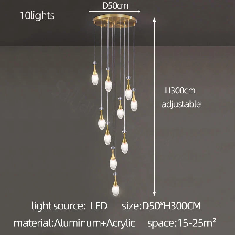 DecorBites™ LED Luxury Chandelier for Living Room Hall Dining Kitchen - Modern Double Staircase Lighting