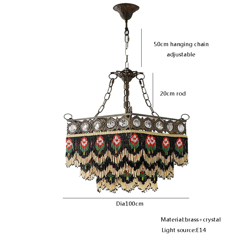 DecorBites™ Black Rose Tassel Pendant Lights, Classic Retro Lustres for Living Room